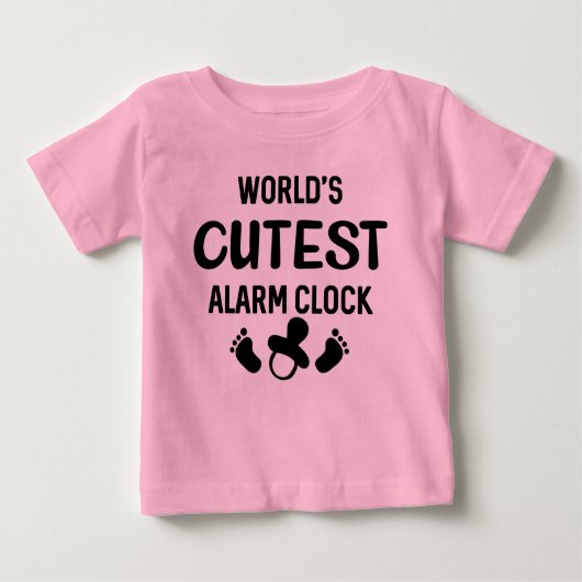 世界おもしろいで最も可愛い目覚まし時計の少女 ベビーTシャツ (正面)
