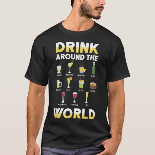 世界おもしろいのアルコール飲料旅行ギフトI Tシャツ (正面)