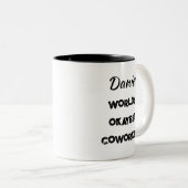 世界おもしろいのOKAYESTの同僚の文字 ツートーンマグカップ (正面右)