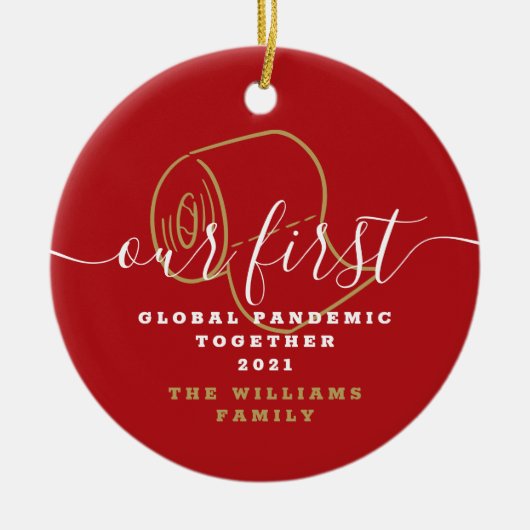 世界おもしろい初のパンデミック・コビド写真 セラミックオーナメント (正面)