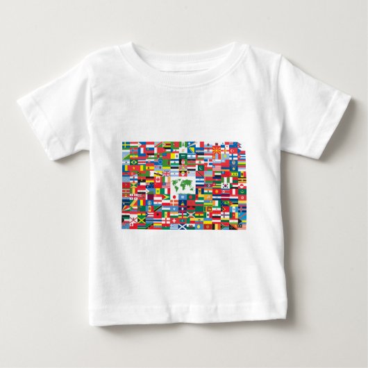 世界からの国旗のコラージュ ベビーTシャツ (正面)