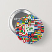 世界からの国旗のコラージュ 缶バッジ (正面&裏面)