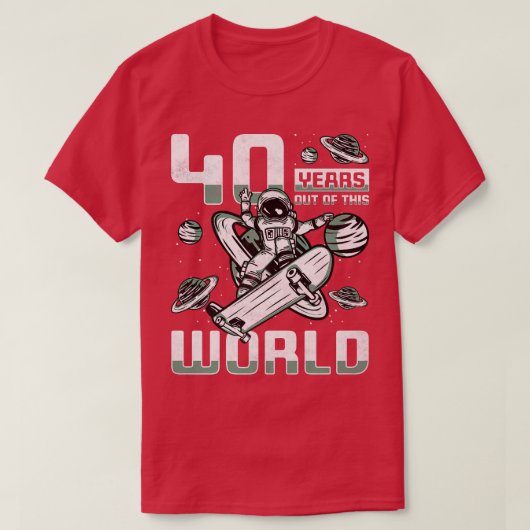 世界から40年、40歳のバースデースケーターA Tシャツ (デザイン正面)
