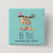 世界がことわざのスループを調整おもしろいする 缶バッジ (正面)