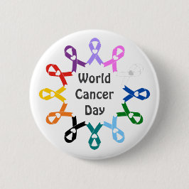 世界がん日の乳房肺結腸肝前立腺 缶バッジ