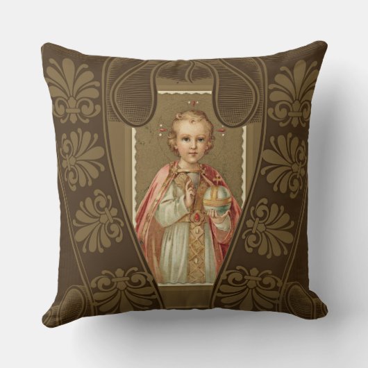 世界が付いているプラハイエス・キリストの乳児 クッション (裏面)