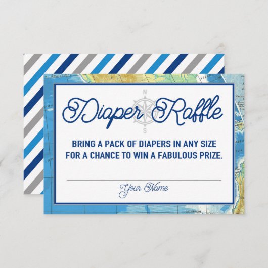 世界が待っている赤ちゃんシャワーおむつラッフルカード エンクロージャーカード (正面/裏面)