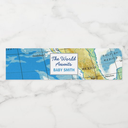 世界が待っている赤ちゃんシャワー水ボトルラベル ペットボトルラベル (シングルラベル)