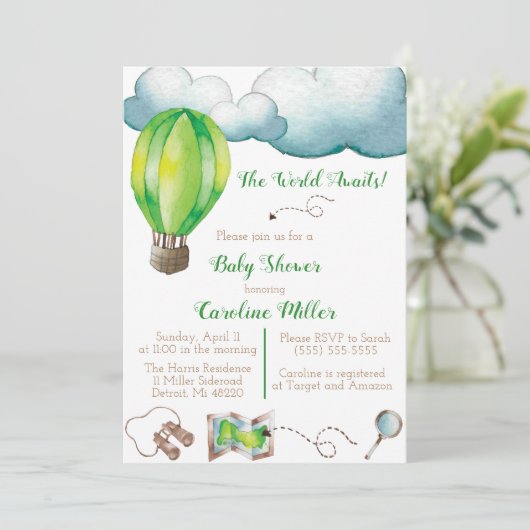 世界が待っている！ベビーシャワー招待状 招待状 (スタンド正面)