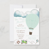 世界が待っている！ミントホットエアバルーン赤ちゃんシャワー 招待状 (正面)