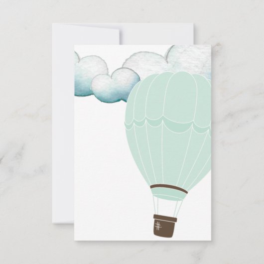 世界が待っている!ミントホットエアバルーン赤ちゃんシャワー 招待状 (裏面)