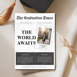 世界が新聞の卒業写真を待っている 招待状