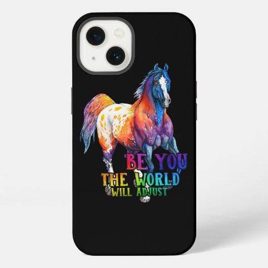 世界が調整する馬 iPhoneケース (裏面)