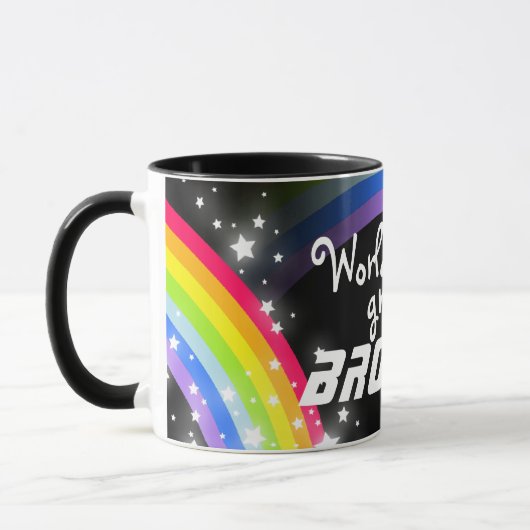 "世界すばらしい兄弟"の虹の黒いマグ マグカップ (左)