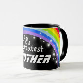 "世界すばらしい兄弟"の虹の黒いマグ マグカップ (正面右)