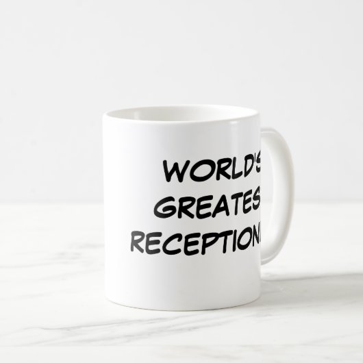 "世界すばらしい受付係"のマグ コーヒーマグカップ (正面右)