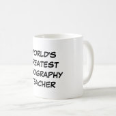 "世界すばらしい地理学先生"のマグ コーヒーマグカップ (正面右)