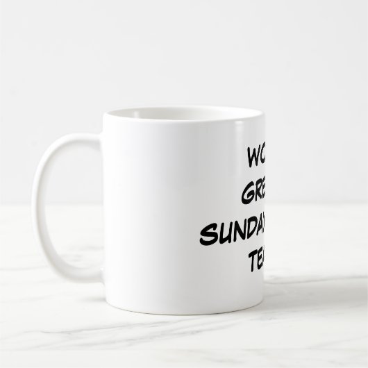 "世界すばらしい日曜学校先生"のマグ コーヒーマグカップ (左)