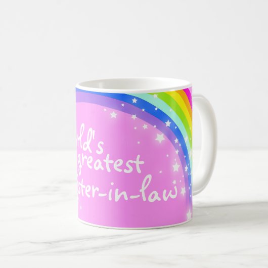 "世界すばらしい義理の姉妹"の虹ピンクのマグ コーヒーマグカップ (正面右)