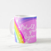 "世界すばらしい義理の姉妹"の虹ピンクのマグ コーヒーマグカップ (正面左)