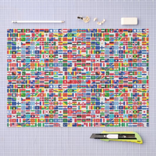 世界すべての国の国の国旗の切り離し 薄葉紙 (クラフト)