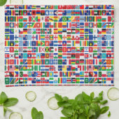 世界すべての国の国旗のパターン キッチンタオル (折り畳み)