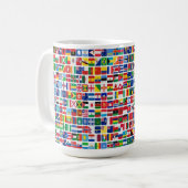 世界すべての国の国旗のパターン コーヒーマグカップ (正面左)