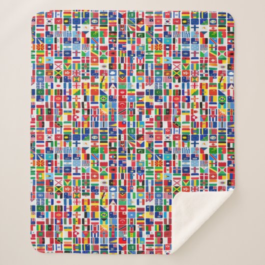 世界すべての国の国旗のパターン シェルパブランケット (正面)