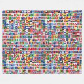 世界すべての国の国旗のパターン フリースブランケット (正面(横))