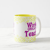 世界ですばらしいお母さんおよび先生 ツートーンマグカップ (正面右)