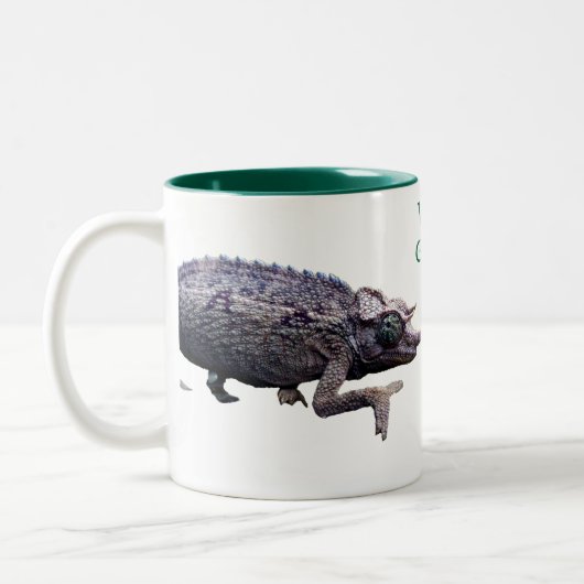 世界ですばらしいお母さんの無愛想なカメレオンのマグ ツートーンマグカップ (左)