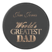 世界ですばらしいパパのエレガントで黒い金ゴールドのタイポグラフィ アイスホッケーパック (正面)