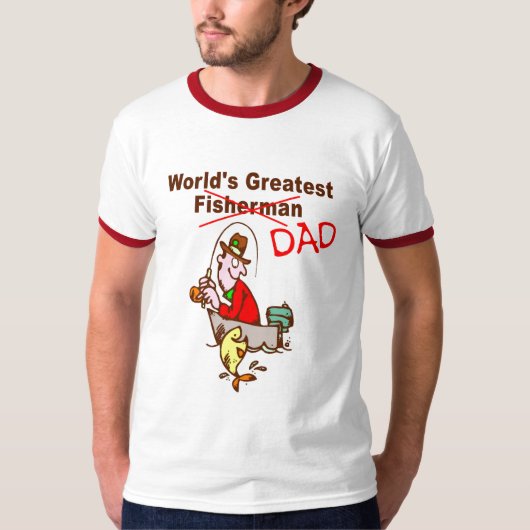 世界ですばらしい漁師のパパ Tシャツ (正面)
