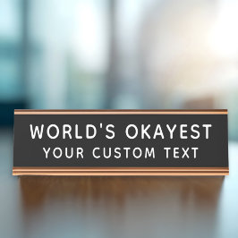 世界でそこそこ面白い カスタム ブラック オフィス デスクネームプレート