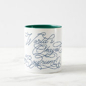 世界でそれなりの彼氏 面白いキュートなラブコメ ツートーンマグカップ (中央)