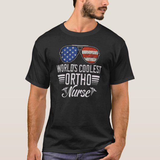 世界でちょっとましな整形外科ナース アメリカ国旗愛国 Tシャツ (正面)