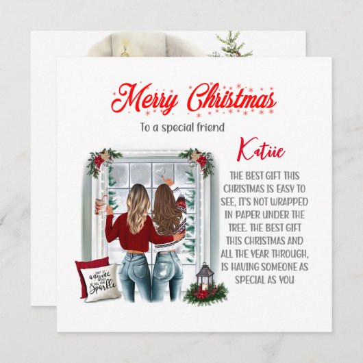 世界でひとつだけの特別なベストフレンドクリスマスカード 招待状 (正面/裏面)