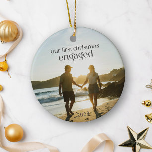 世界でひとつのファーストクリスマス 婚約カップル写真 セラミックオーナメント