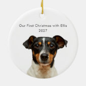 世界でひとつのペットの犬の写真 名前 ファーストクリスマス セラミックオーナメント (裏面)