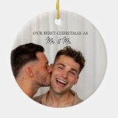 世界でひとつの写真 オリジナルクリスマス Mr. and Mr. セラミックオーナメント (裏面)