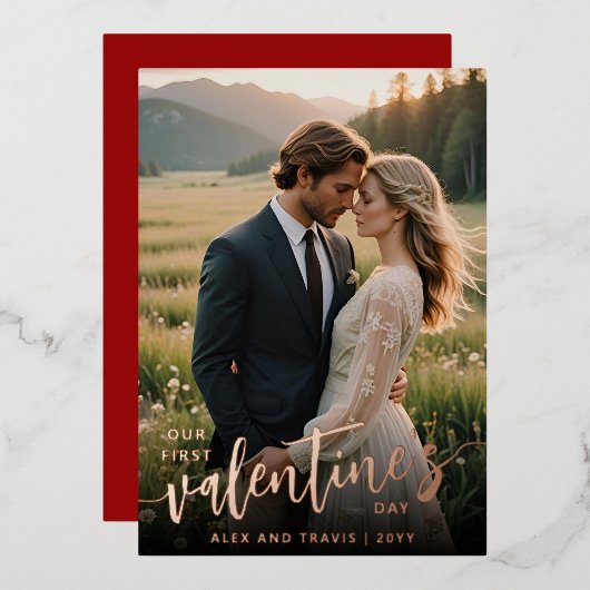世界でひとつの写真 私たちの初めてのバレンタインデー 箔シーズンカード (正面/裏面)