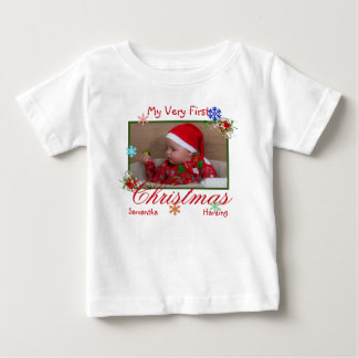 世界でひとつの初めてのクリスマス写真 オーダーメイド ベビーTシャツ