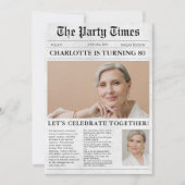 世界でひとつの新聞 80歳の誕生日 カスタムフォト 招待状 (正面)