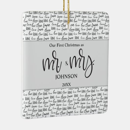 世界でひとつの最初のクリスマス 結婚記念 セラミックオーナメント (右)