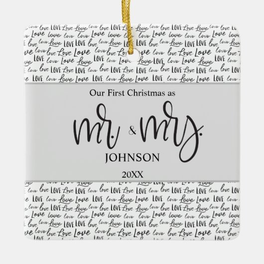 世界でひとつの最初のクリスマス 結婚記念 セラミックオーナメント (正面)