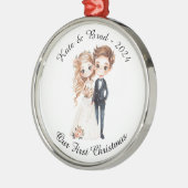 世界でひとつの結婚カップル 最初のクリスマス メタルオーナメント (左)