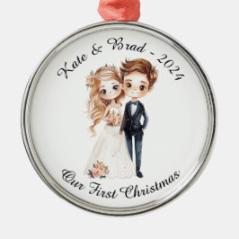 世界でひとつの結婚カップル 最初のクリスマス メタルオーナメント