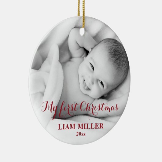 世界でひとつの赤ちゃんの初めてのクリスマス フォト オーナメント (右)