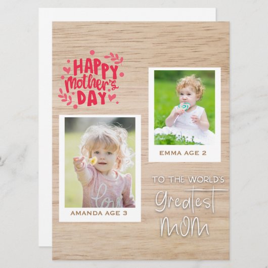 「世界でひとつの2枚の写真を使った母の日カード」 シーズンカード (正面/裏面)