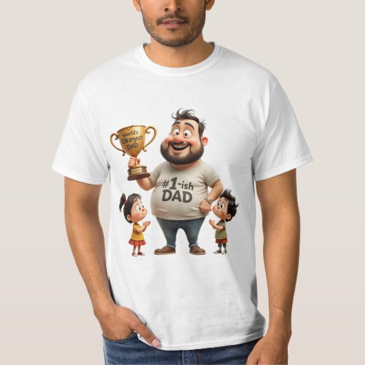 世界でまぁまぁなパパ - 面白いキャラクター 父の日 ギフト Tシャツ (正面)